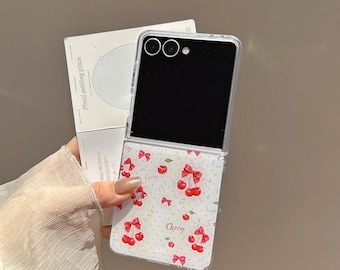 Cute Cherry Phone Case with Strap for Samsung Z Flip 7/6/5