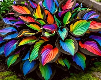 Más de 200 semillas de Hosta Arcoíris para plantar, una planta perenne de sombra colorida con forma de corazón.