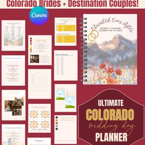 Colorado Mountain Wedding Planner Printable Editable Canva Binder Destination Bride Template