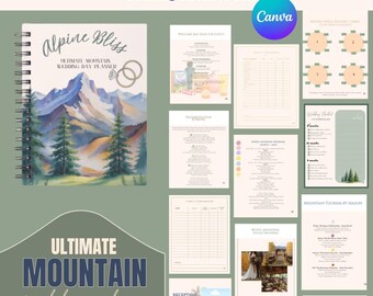 Planificador de bodas en la montaña / Plantilla editable de Canva (descarga digital)