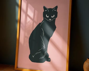 Black Cat Wall Art Poster Print