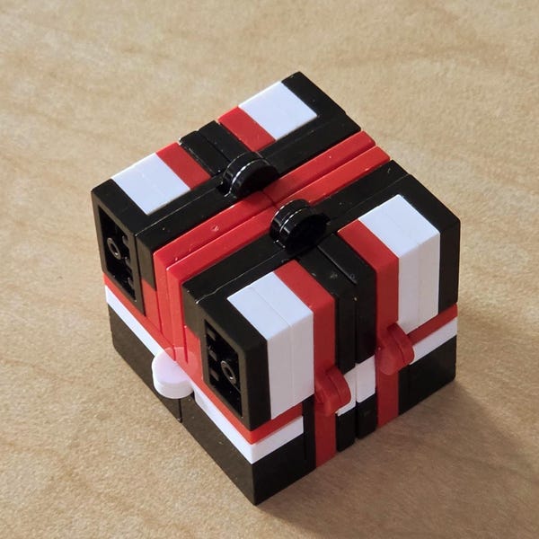 Infinity Cube "Red/Black/White" made of genuine Lego pieces