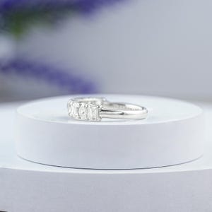 Oval & Emerald Cut Lab Grown Diamond Half Eternity Band, Man Made Diamond Stackable Wedding band, Jewelry For Bride To Be, Bridesmaid Gift