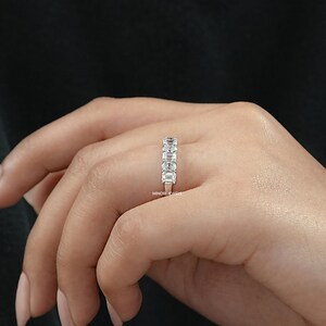 Oval & Emerald Cut Lab Grown Diamond Half Eternity Band, Man Made Diamond Stackable Wedding band, Jewelry For Bride To Be, Bridesmaid Gift