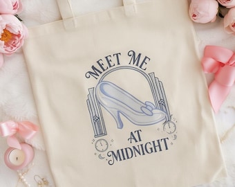 Meet Me at Midnight Glass Slipper Tote Bag | Fairytale Bag