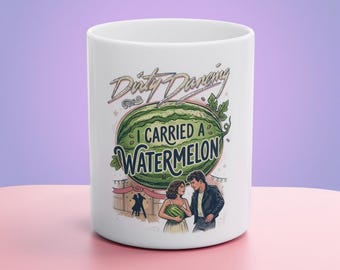 Taza de cerámica con la frase "Llevaba una sandía", taza de café con cita de película retro de los 80, bonito regalo nostálgico para amantes del cine.