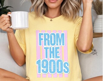 Camiseta retro con estampado de principios del siglo XX / Camiseta divertida con nostalgia de los 90 para millennials / Top holgado de estilo urbano con estética pastel y colores cómodos