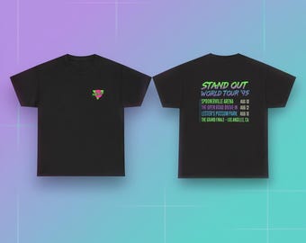 Camiseta de concierto de estrella del pop de los 90 / Camiseta retro animada de gira mundial / Top gráfico estilo streetwear Y2K / Camiseta casual con estética nostálgica de los 90