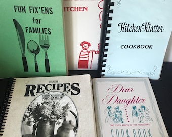 Vintage recipe books lot of 5 spiral bound  and paperback