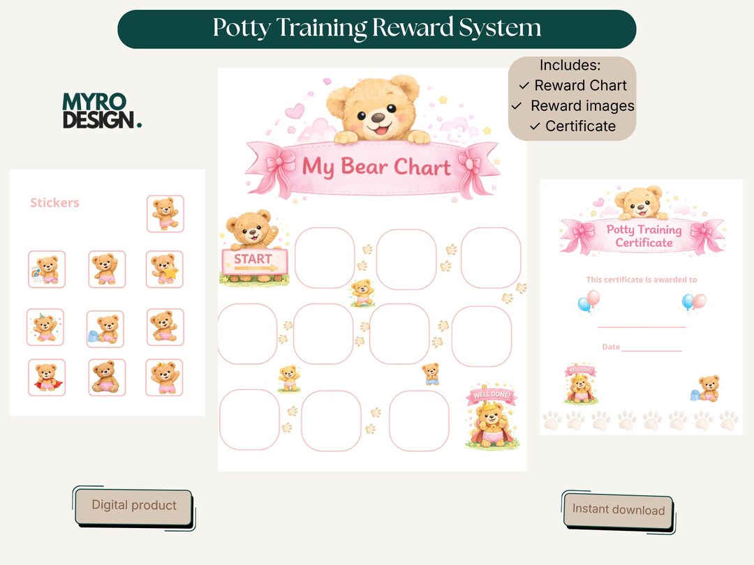 Potty Training Chart for Toddlers | Reward System Kids | No Stress ...