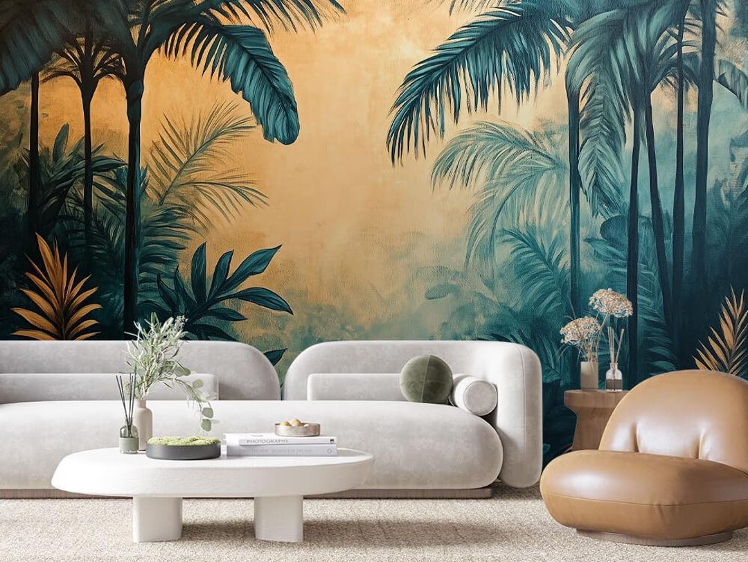 Custom Tropical Jungle Wall Mural – Peel & Stick UV Printed Wallpaper ...