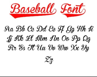 Baseball Script Font SVG with Tails | Sports Letters (Digital Download)