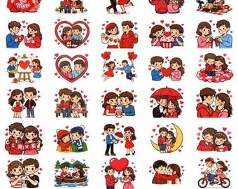 30 Quirky Valentine Day Couple SVG – Clipart Funny Love Set (Digital Download)