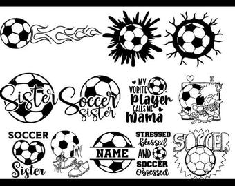 Soccer SVG Bundle, Sports Mom Shirt Design, Ball Flames PNG (Digital Files)