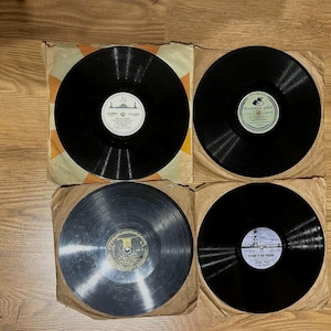 Discos de goma-laca vintage dos anos 1950, 78 RPM – Lote de 4 discos – URSS / Europa Oriental
