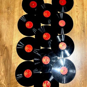 Discos de goma-laca vintage dos anos 1950, 78 RPM – Lote de 12 – Mundo – URSS / Europa Oriental