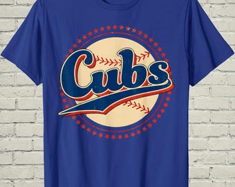 Camiseta vintage de los Cubs, camiseta retro de béisbol, regalo para el día del partido para él, camiseta deportiva de Chicago, ropa con la mascota del oso, regalo de cumpleaños para papá, ropa para niños
