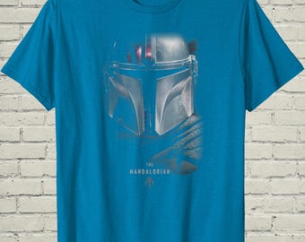 Camiseta de Star Wars Mandalorian, camiseta gráfica de ciencia ficción con retrato oscuro y melancólico, regalo de cumpleaños para novio friki