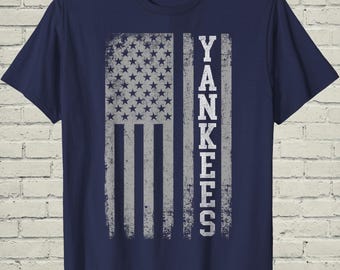 Camiseta patriótica con la bandera de los Yankees, camiseta vintage de béisbol estadounidense, regalo para papá en el 4 de julio.