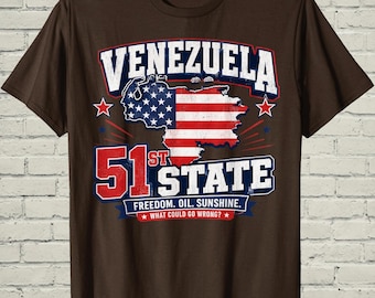 Camiseta del estado número 51 de Venezuela, divertida parodia patriótica, camiseta de humor político, regalo de broma estadounidense para papá latino.
