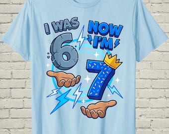 Camiseta "Tenía 6 años, ahora tengo 7", ropa divertida para jóvenes, regalo de cumpleaños para niño, camiseta para cumplir siete años, conjunto para fiesta infantil, camiseta de séptimo cumpleaños, regalo para hijo o sobrino.