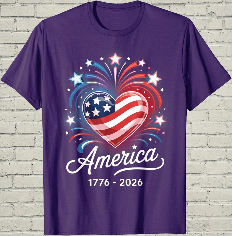 USA 250th Shirt, Patriotic Flag Heart, July 4 Gift For Mom, 1776 2026 Apparel, Independence Day Top, American Birthday Tee, US Souvenir image 10