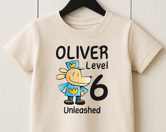 Dogman Personalized Birthday T-Shirt, Dogman Tee, Dogman Birthday Shirt, Kids Birthday Shirt, Kids Personalized Tee, Kids Cotton Tee