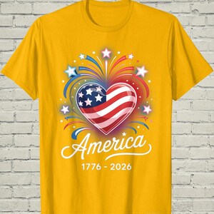 USA 250th Shirt, Patriotic Flag Heart, July 4 Gift For Mom, 1776 2026 Apparel, Independence Day Top, American Birthday Tee, US Souvenir image 11