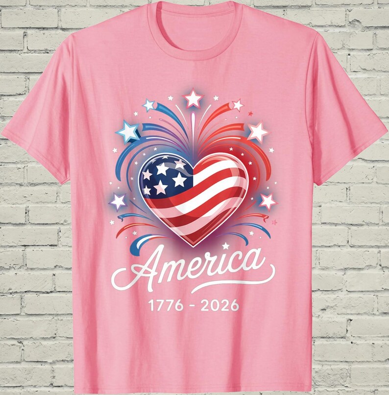 USA 250th Shirt, Patriotic Flag Heart, July 4 Gift For Mom, 1776 2026 Apparel, Independence Day Top, American Birthday Tee, US Souvenir image 12