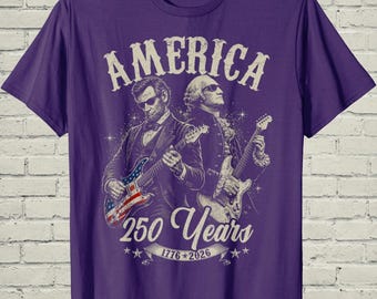 Camiseta de guitarra de Abraham Lincoln, divertido estampado de Washington, regalo del 250 aniversario de EE. UU. para aficionados a la historia.