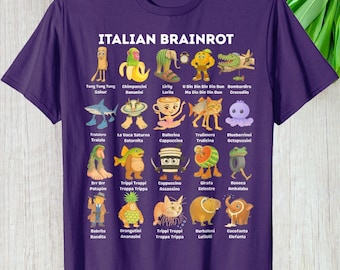 Italian Brainrot Meme Funny Design, Gen Z Meme Characters Personalized Gift Shirt Graphic Tee, Meme Lovers Custom Gift Funny Unisex T-Shirt