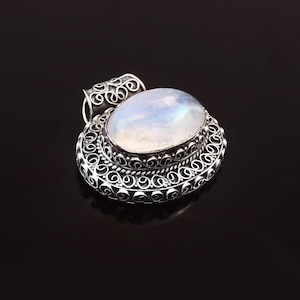 Rainbow Moonstone Pendant, Moonstone Gemstone Pendant.Handmade 925 Sterling Silver Pendant For Jewelry
