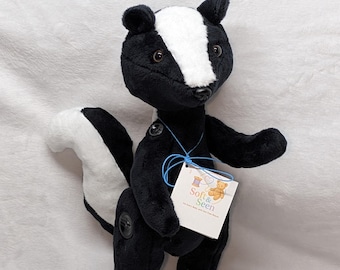 Handmade Skunk Plush: Realistic & Cuddly Stuffed Animal, 13"