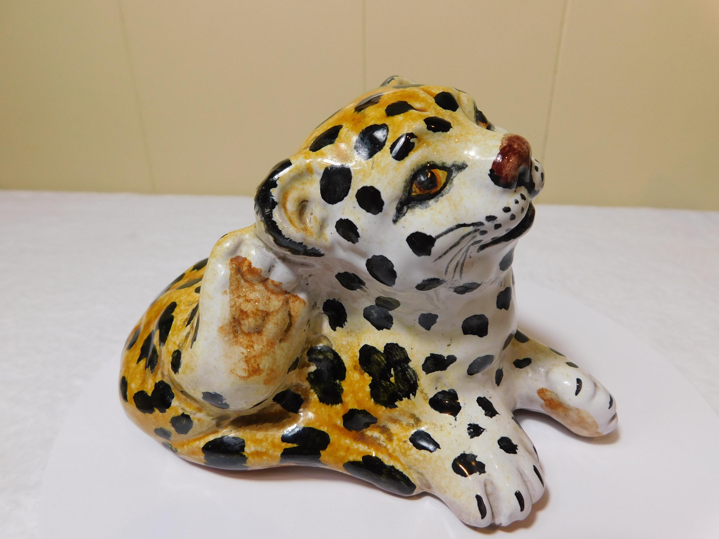 Ceramiche Ronzan イタリア タイガー 置物 Ronzan Tiger - Italian Ceramics - Bassano Italy - 1950s