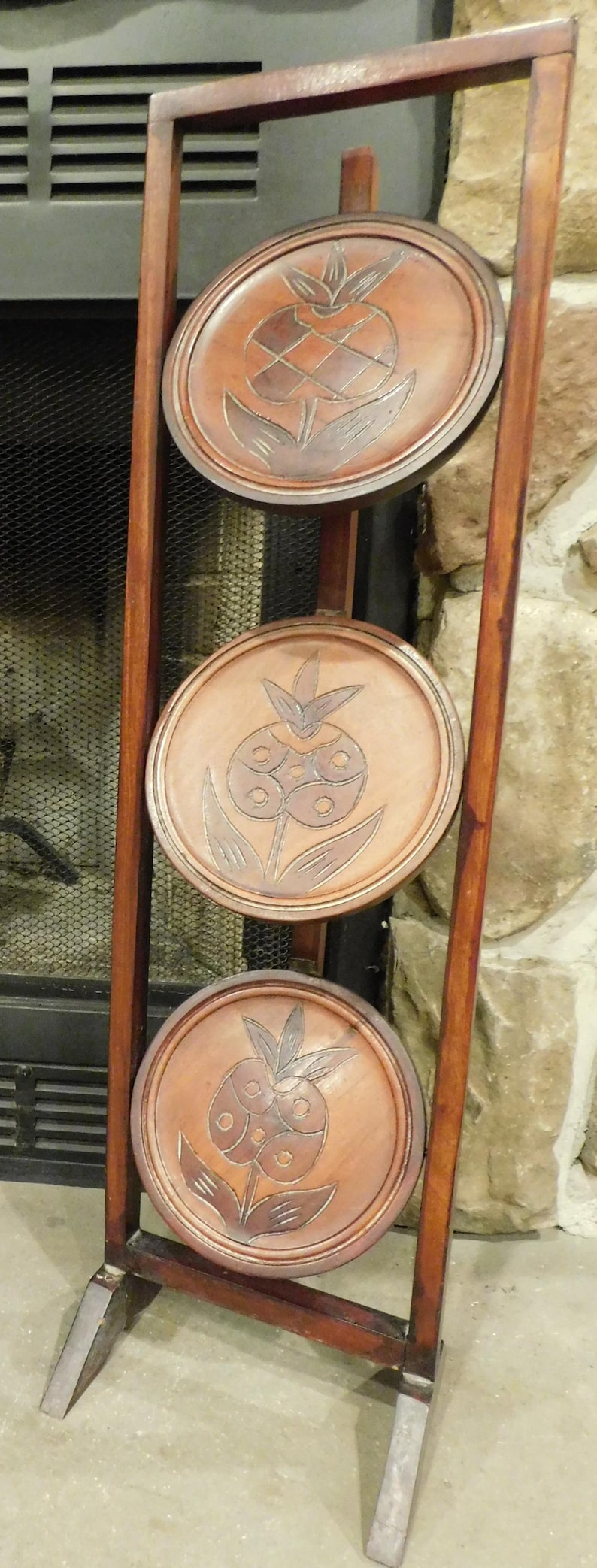 Vintage 3-tier Wooden Pie Stand With Carved Wood Tiers - Etsy