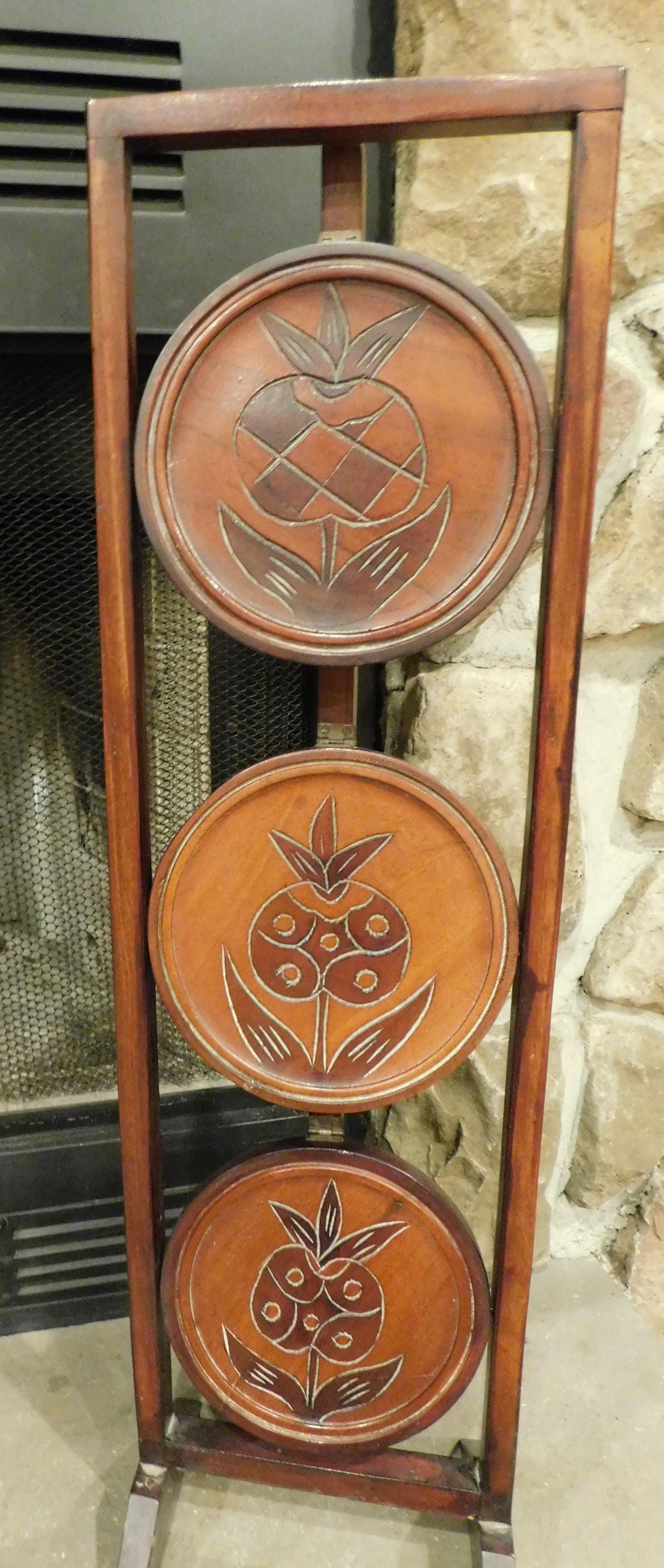 Vintage 3-tier Wooden Pie Stand With Carved Wood Tiers - Etsy