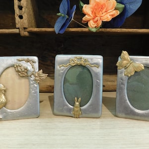 Vintage Pewter and Brass Picture Frames - Bunny Rooster & Butterfly