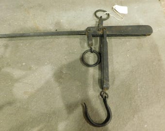 Vintage Antique Cast Iron Hanging Balance Beam Scale circa 1850's Bemis & Call Springfield MA
