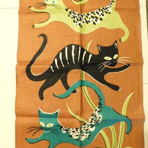 Vintage Dolly Dembo Atomic Cat Linen - Kay Dee Designs Textile Art