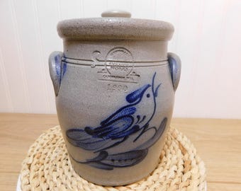 Rowe Pottery Large Pitcher With Handle Leaf Pattern UNIQUE Rooster