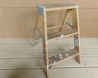 Vintage Werner Wood 2 Step Ladder