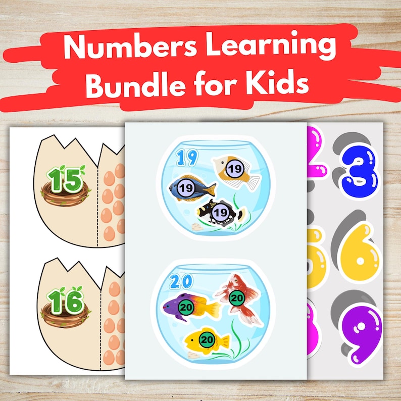 Include Numbers Numbers Learning Bundle for Kids |counting Activities 1–20 | Fish & Egg ...