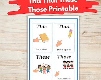 Afdrukbare poster voor kinderen — Leer dit dat deze dingen | Pdf voor kleuters en kleuters | ESL-leerhulpmiddel