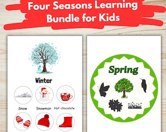 Four Seasons-leerbundel voor kinderen | Afdrukbare werkbladen en knip- en plakactiviteiten | Educatief pdf-pakket | Kleuterschool