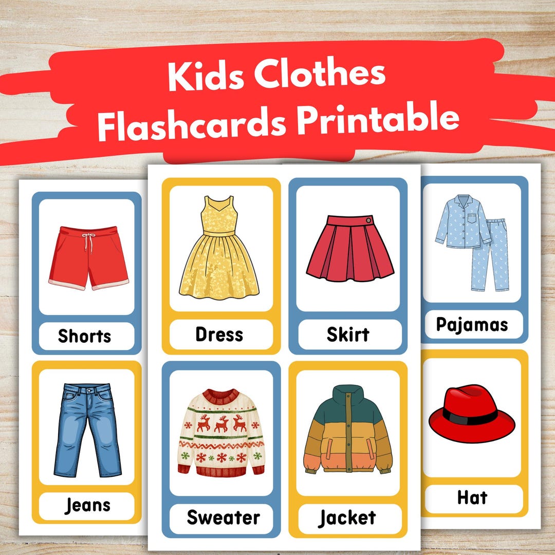 Kids Clothes Flashcards Printable | Clothing Vocabulary for Kids ...