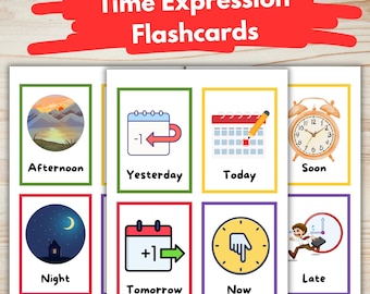 Time Expression-flashcards — Afdrukbare educatieve kaarten voor kinderen