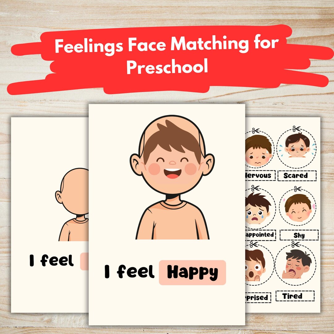 Kids Emotions Cut & Paste Activity | Feelings Face Matching for ...