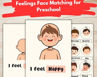 Emoties voor kinderen knip- en plakactiviteit | Feelings Face Matching voor kleuters | Afdrukbaar sociaal-emotioneel leren | Emoties voor peuters