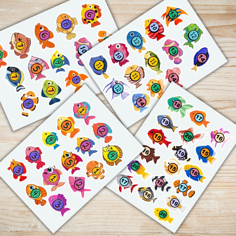 Fish Numbers Matching Game | Counting Activity for Kids | Printable ...
