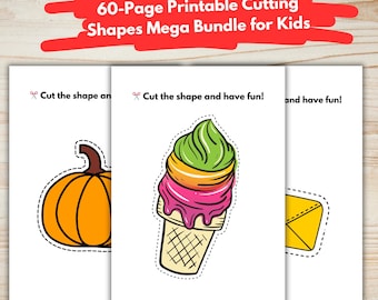 60-Page Printable Cutting Shapes Mega Bundle for Kids – Fun Fine Motor , Scissor Skills Activities